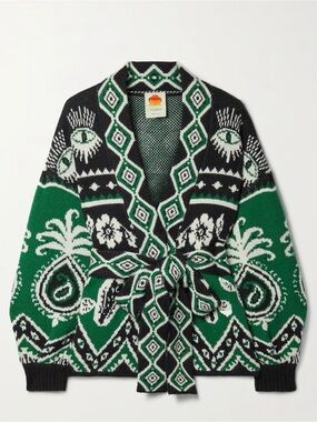 Farm Rio printed Mystic Scarf belted short oversized Cardigan Medium